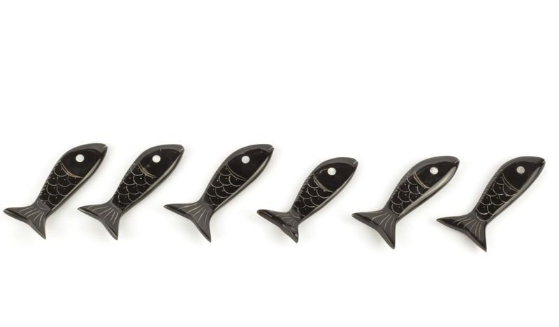 Lot de 6 porte-couteaux à poisson en corne noire unie