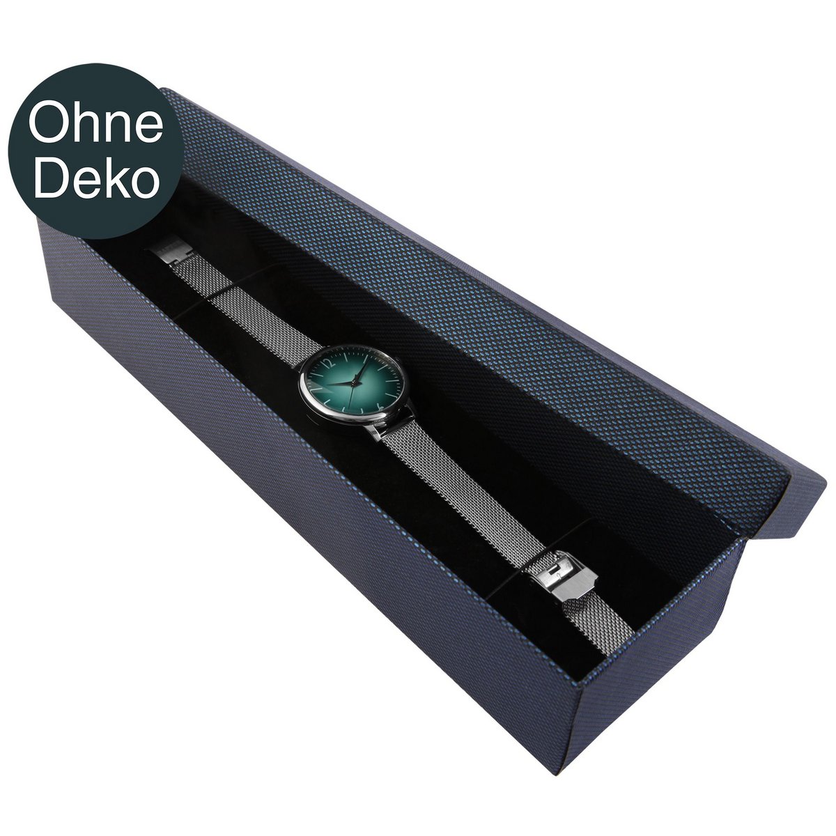 Boîte à montres, Pappe, bleu, VE 4, 24 cm x 7 cm x 5 cm
