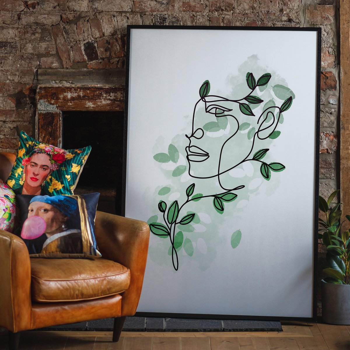 Leaves Hair Line Art Print