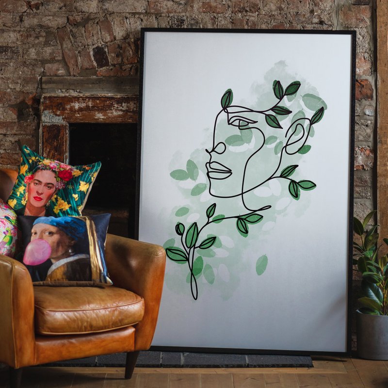 Leaves Hair Line Art Print