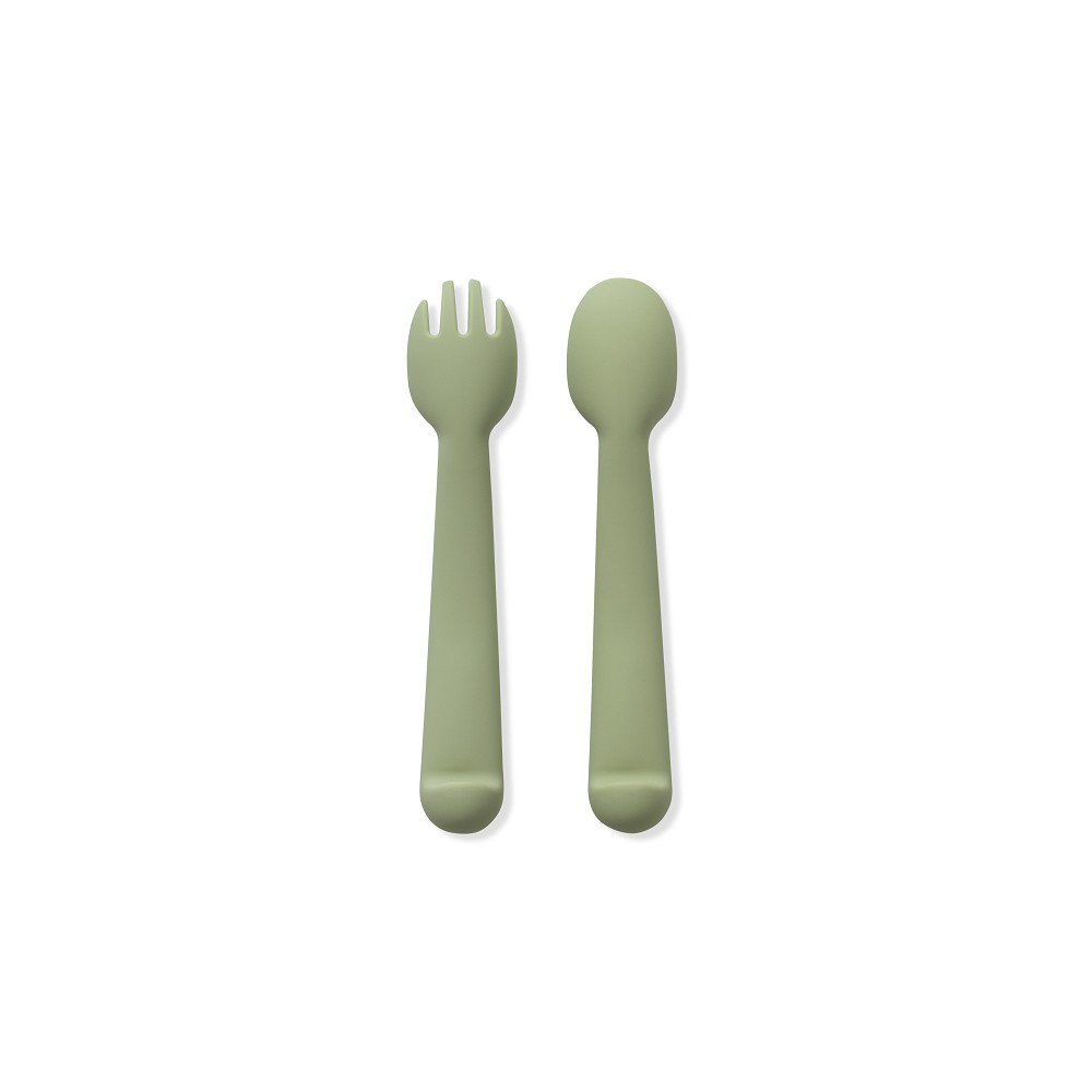 Siliconenlepel en vork van Olive Green