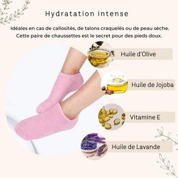Moisturizing Rose SPA Socks - Gel with Jojoba and Olive Oils, Vitamin E and Lavender - Against Dry and Cracked Feet, Restores Softness and Suppleness to Feet