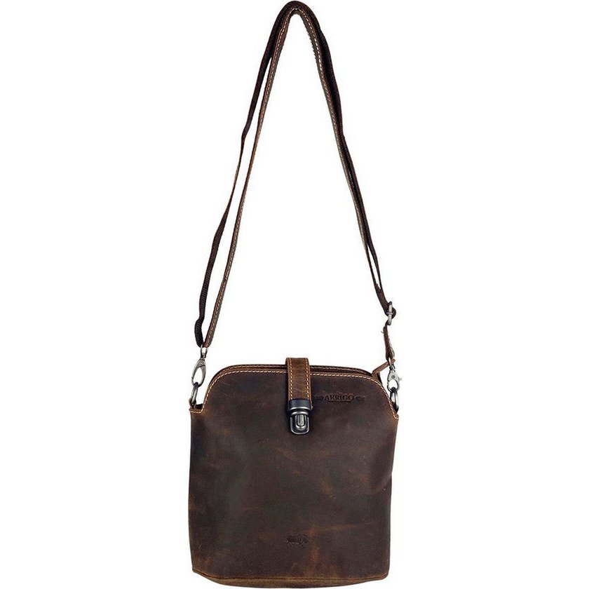 Cognac Buffalo Leder Crossbody -Tasche für Frauen - Umhängetasche mit Büchertaschenverschluss und Vintage -Look, perfekt für einen stilvollen und zeitlosen Look.