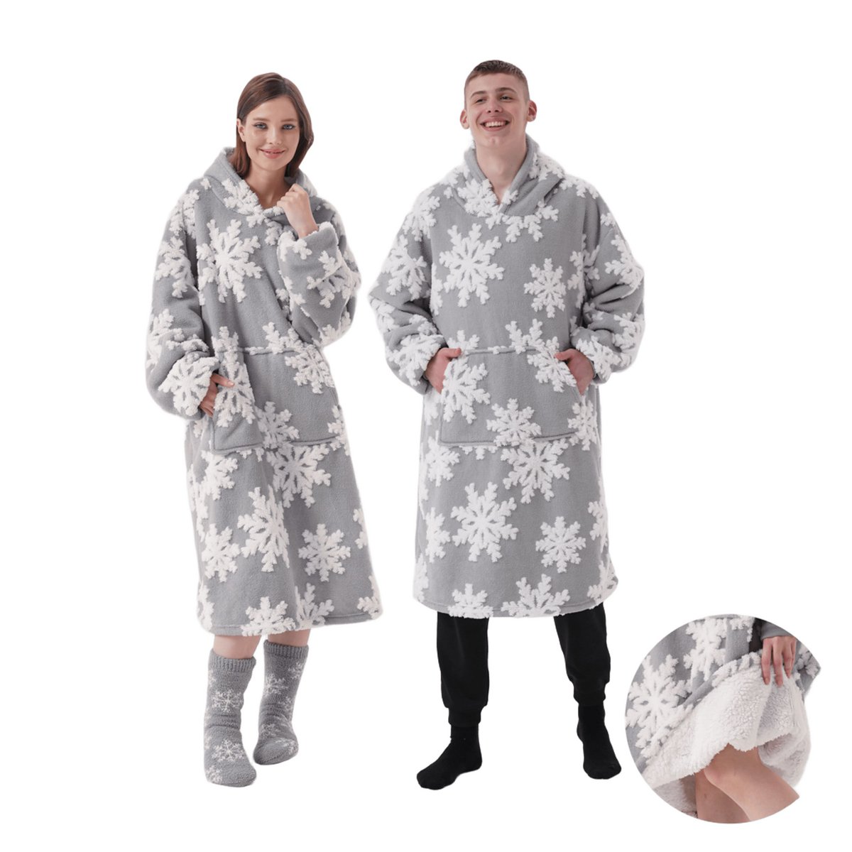 Textino SNOWY - Hoodie 70x110 cm - Adults - Hoodie blanket - Unisex - Sharkskin - Grey