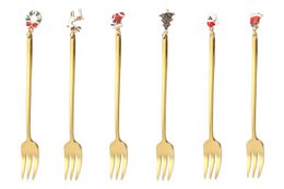 Golden Xmas Dessert Fork 14 cm Sæt med 6 stykker Isabelle Rose