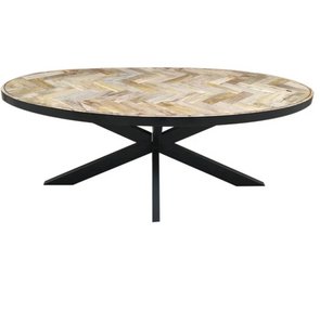 Luxury Mango wooden dining table natural with herringbone pattern 200x100x78