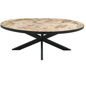 Luxury Mango wooden dining table natural with herringbone pattern 200x100x78