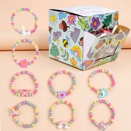 Wooden Bead Bracelet with Wooden Figurine Charm