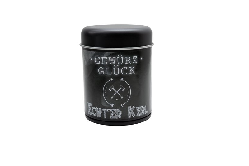 Gewürz-Glück Real Guys Gift Box - Set of 4 Spice Jars with Real Guy Steak Spice, Everyday Hero All-Round Spice, Great Tuber Potato Spice & Devil's Stuff Chili Spice