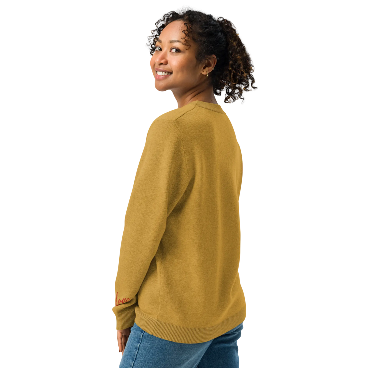 Hjerte - Strikket sweater med rund hals MUSARD