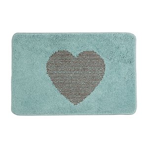 Badematte 58x38x1 cm Blaues Polyester-Herz