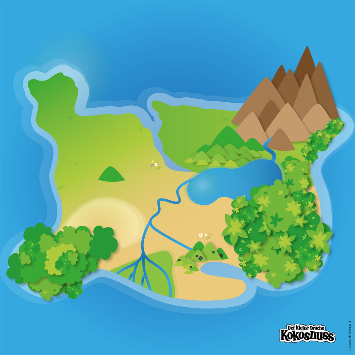 Tapete de juego - Little Dragon Coconut Dragon Island con figuras