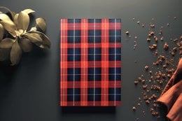 Dark blue and green tartan patterned A5/A6 notebook.