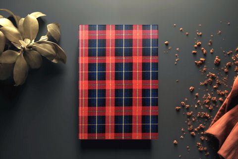 Tartan A5/A6 Notebook - DARK BLUE/GREEN SQUARES