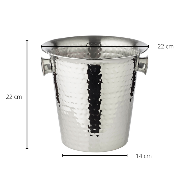 EDZARD Joey champagnekøler med håndtag, højglanspoleret rustfrit stål, hamret, højde 23 cm, diameter 21 cm
