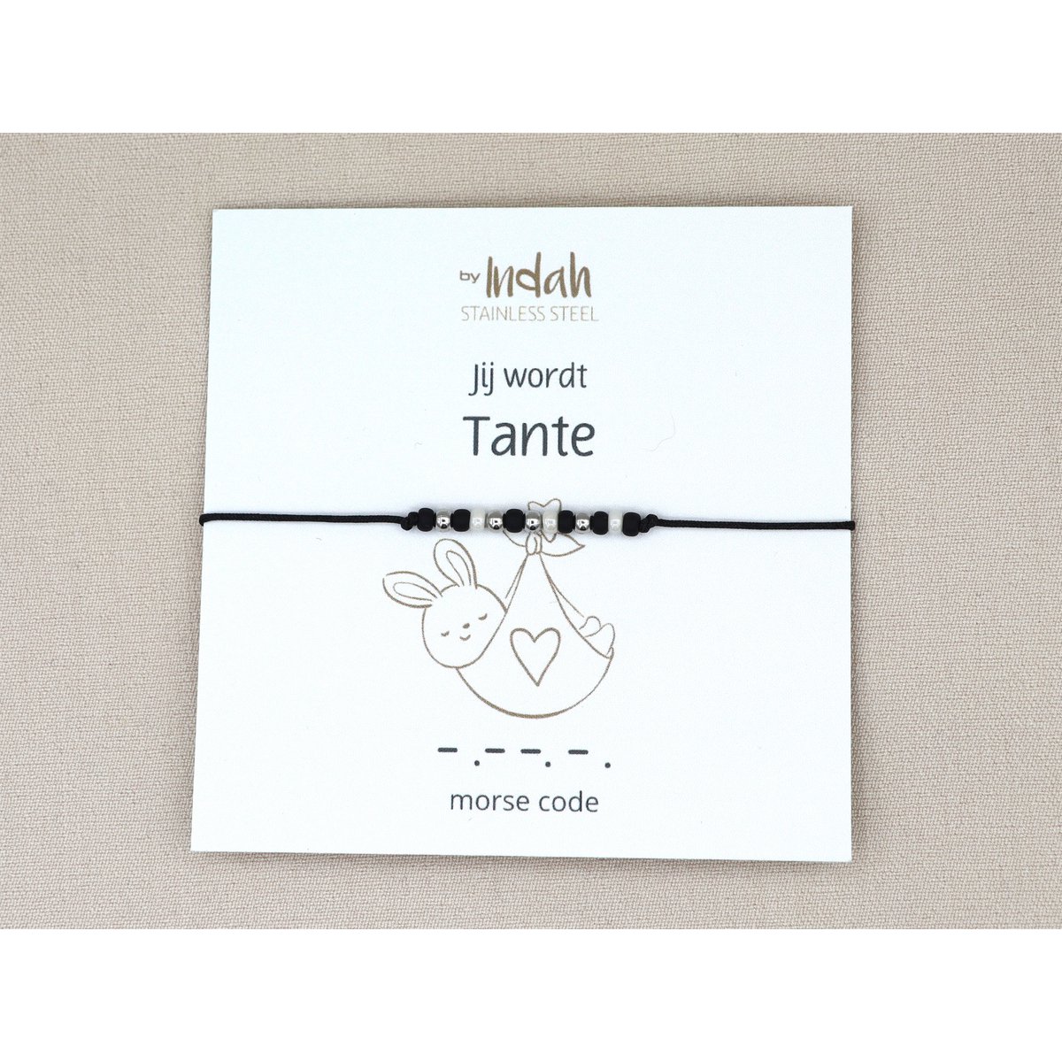 Morse code armband jij wordt tante, roestvrij staal (zilver of goud)