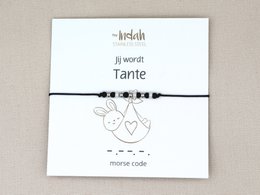 Morse code armband jij wordt tante, roestvrij staal (zilver of goud)