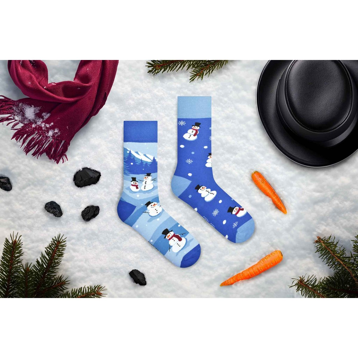 Snowman socks | Winter socks - casual mismatched socks