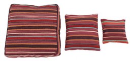 Hazan Kelim Cushion Stripes Lilla Turkis