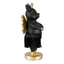 Pig statue 18 cm Black Gold-colored Polyresin Home accessories