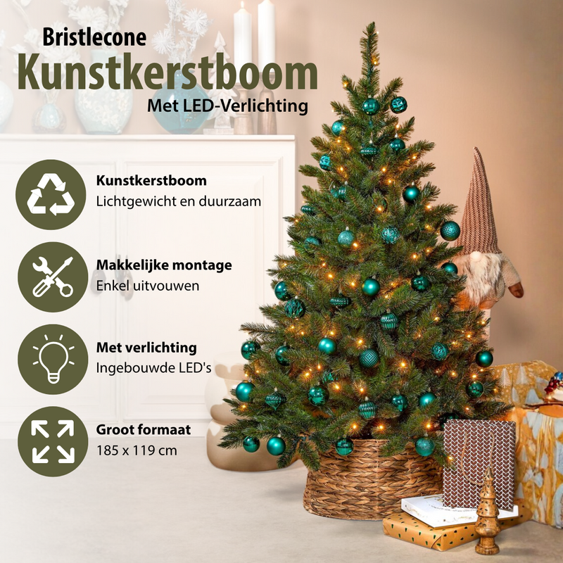 Künstlicher Weihnachtsbaum beleuchtet Bristlecone Fir Green