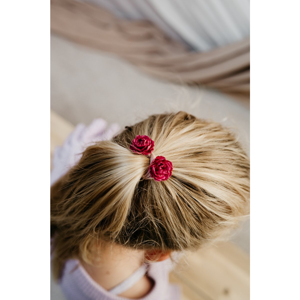 Setje haarelastiekjes - Peony rose burgundy