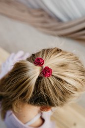 Setje haarelastiekjes - Peony rose burgundy