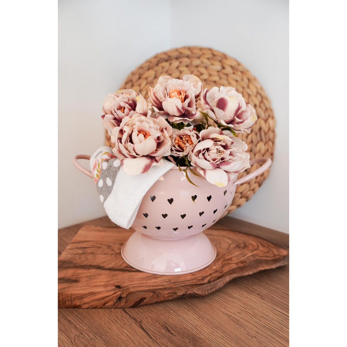 Różowy durszlak z sercami 21 cm Isabelle Rose