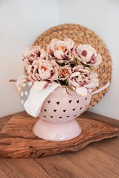 Passoire rose avec coeurs 21 cm Isabelle Rose