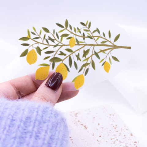 Bügelbild Zitrone Zitronenzweig Aufnäher - Geschenk Shirt verzieren Sommer Limone