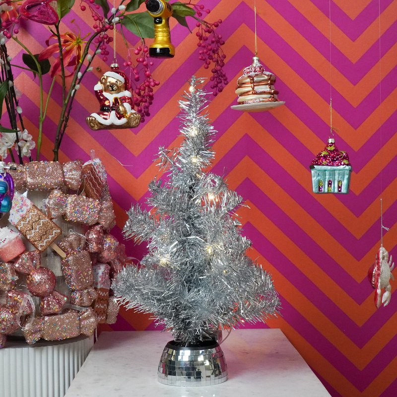 Künstlicher Baum – Weihnachtsbaum – LED-Licht – Batterie – Silber – 50 cm