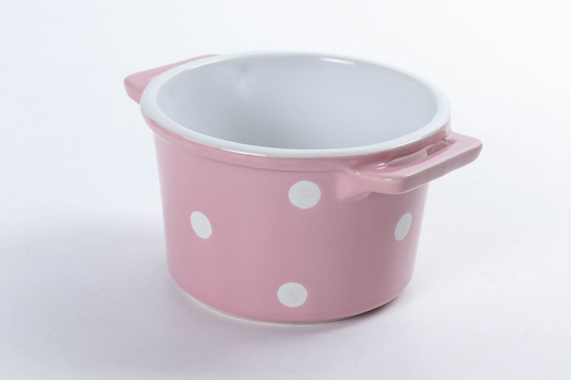 Ciotola per cereali rosa con manici e pois Isabelle Rose