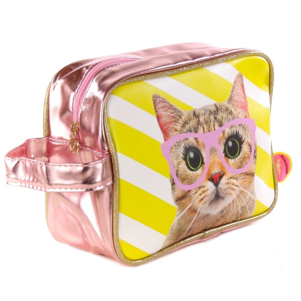 Toilettas Poes met roze bril