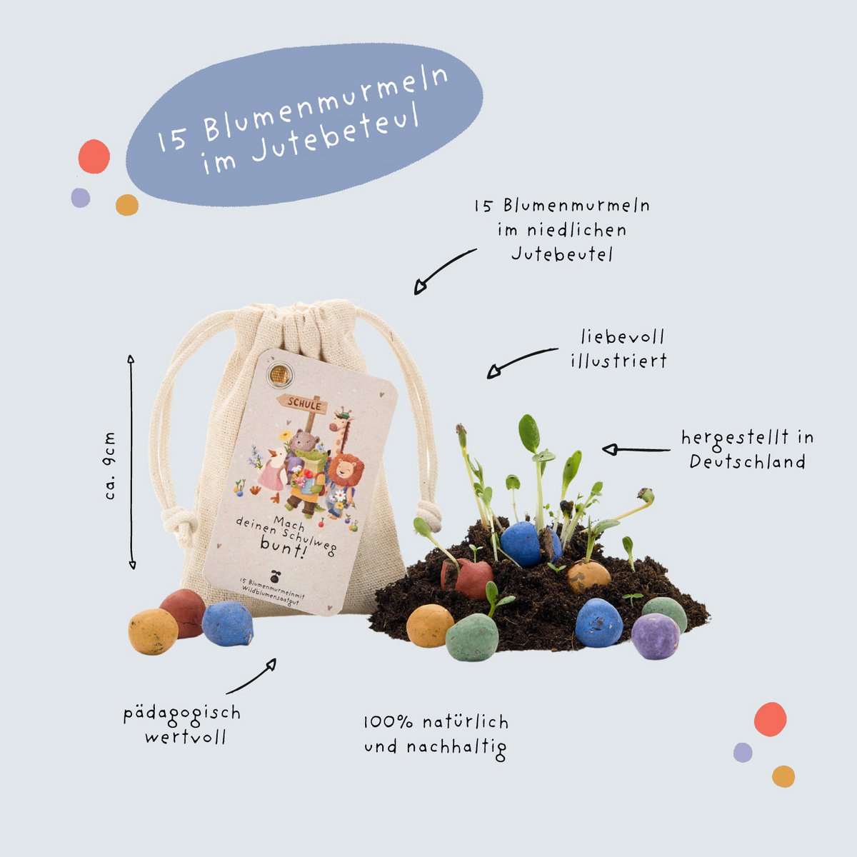 Back-to-School, 15 Saatkugeln im Baumwollbeutel