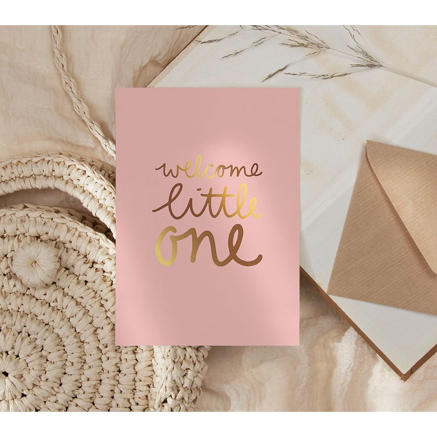 Karte | Mit goldener Folie kleine kleine - rosa