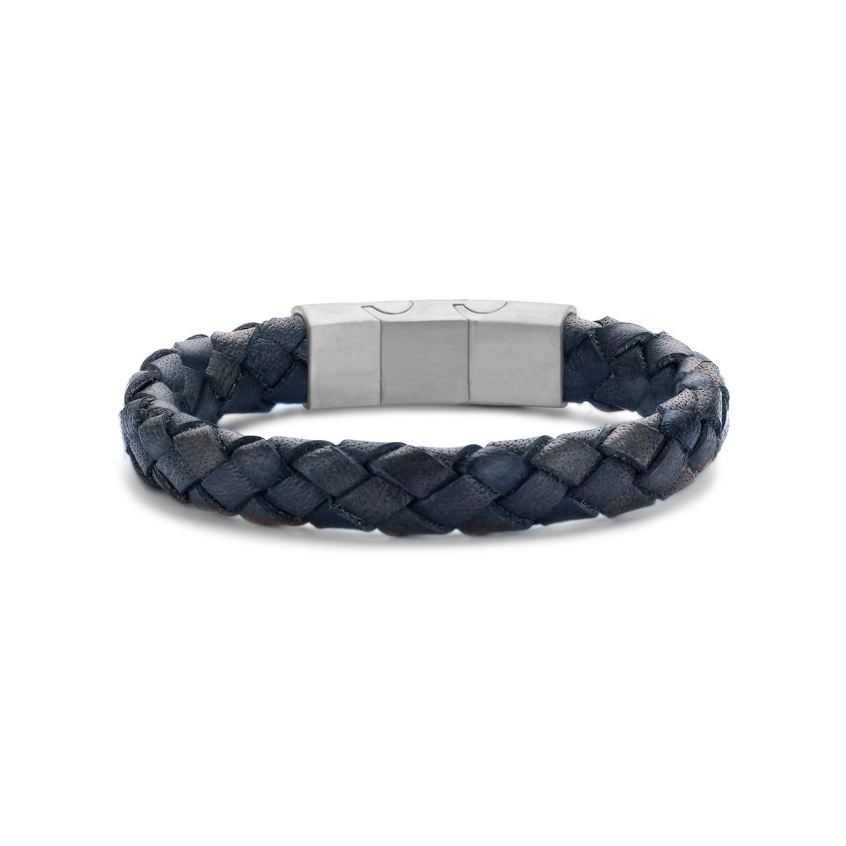 Frank1967 - 7FB-0648 - Bracciale intrecciato blu scuro con chiusura in acciaio - Uomo