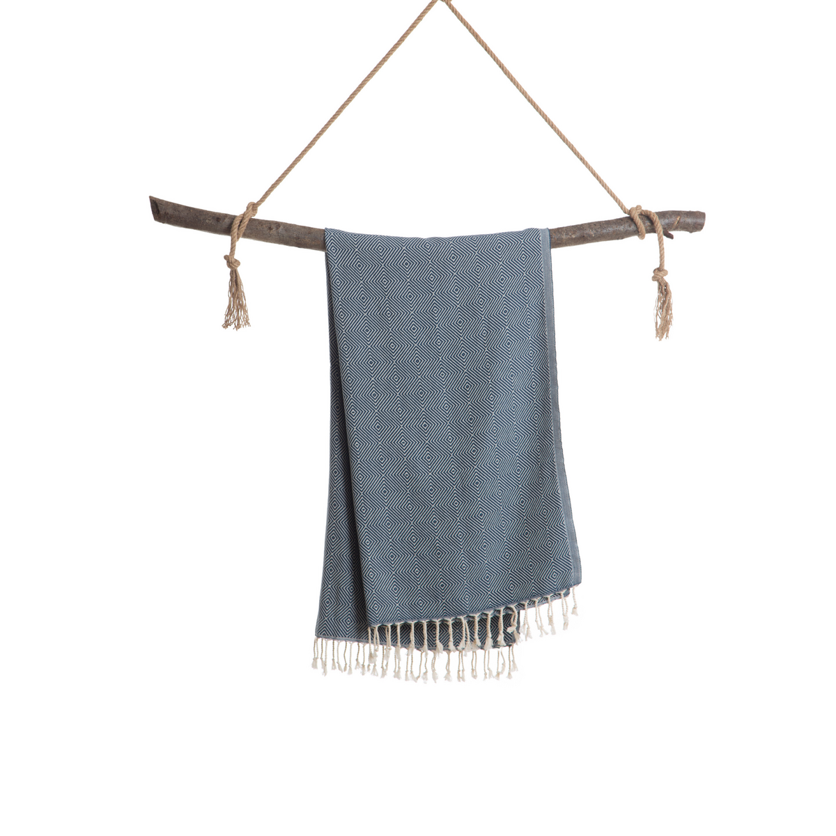 Serviette de Plage Hammam en Coton CRYSTAL - Séchage Rapide - Bleu - 180x100 cm