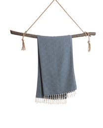 CRYSTAL Cotton Hammam Beach Towel – Quick Dry – Blue - 180x100 cm