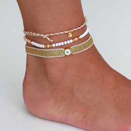 Bracelet de cheville doré mauvais œil