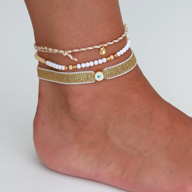 Bracelet de cheville doré mauvais œil