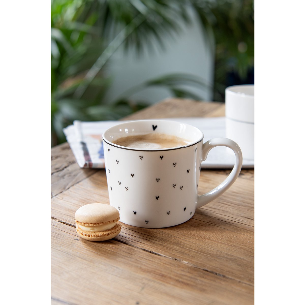 Mok 275 ml Wit Keramiek Hartjes Drinkbeker