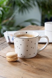 Mok 275 ml Wit Keramiek Hartjes Drinkbeker