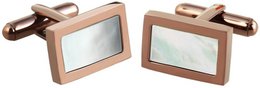 Engelhardt stainless steel cufflinks, IP Coffee coated, with mother-of-pearl insert, dimensions 12 x 17 mm