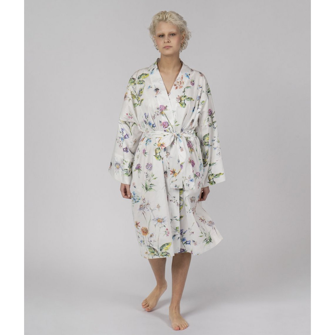 Sateen Bathrobe Kimono Midsummer
