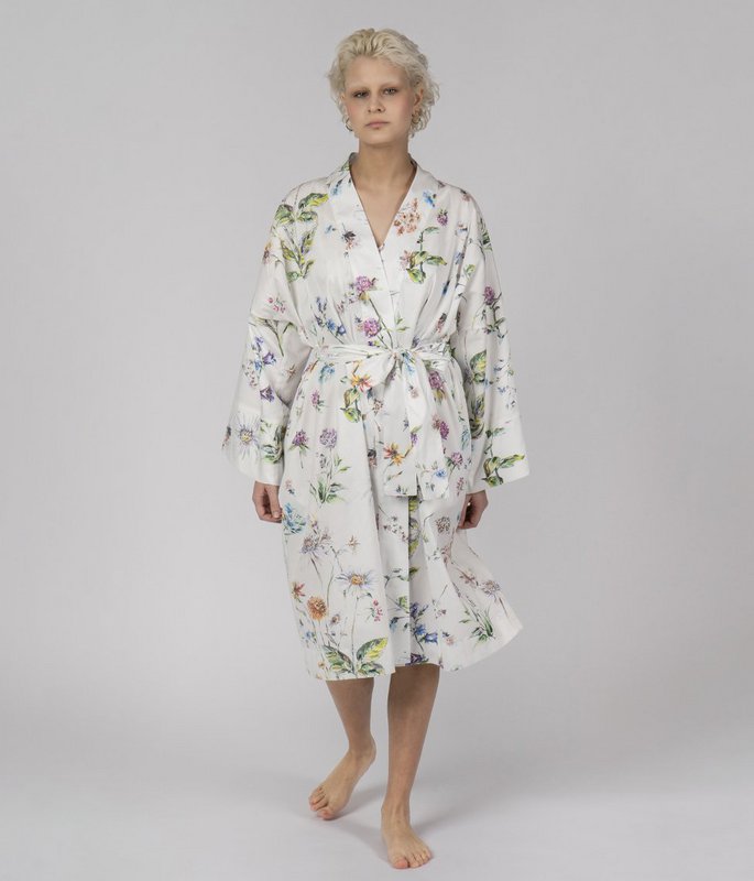 Sateen Bathrobe Kimono Midsummer