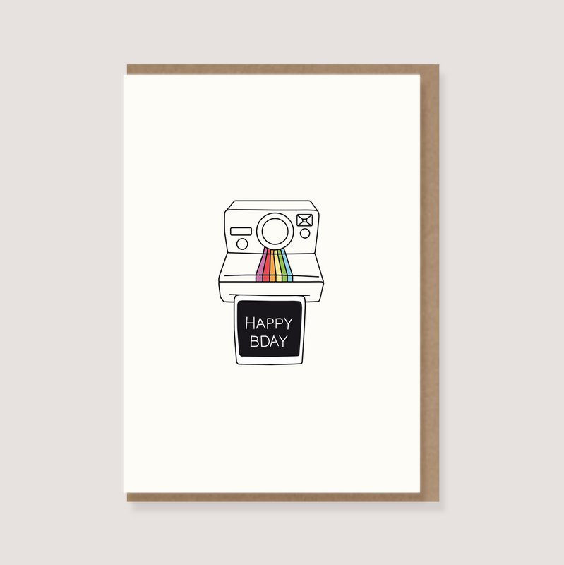 Foldekort med konvolut - "Polaroid - Happy BIRTHDay"