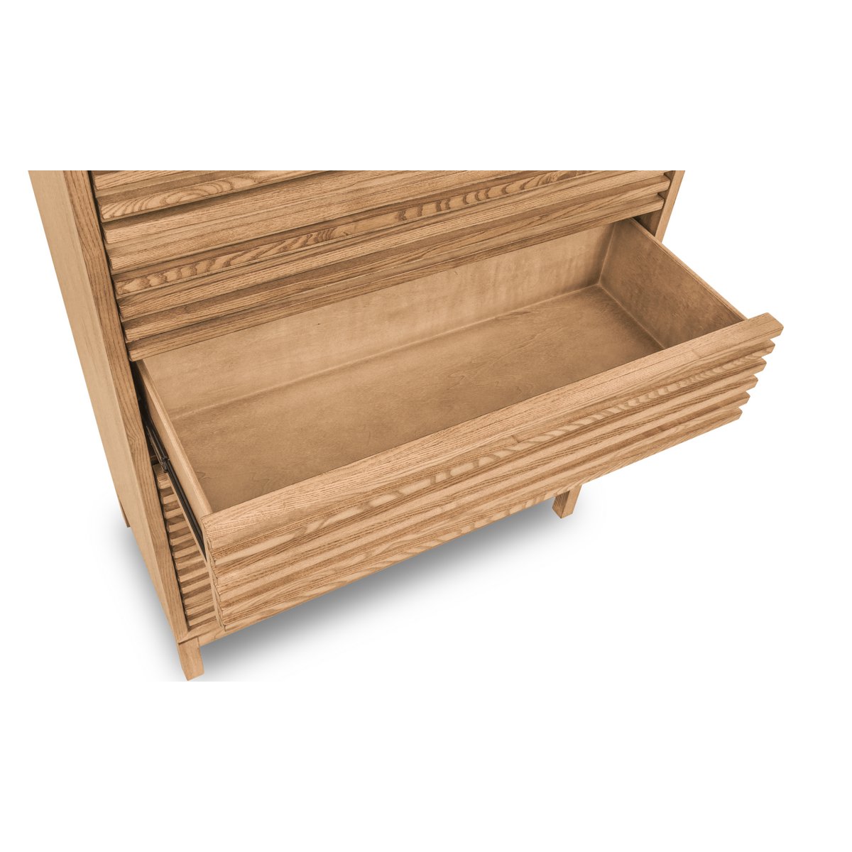 Cómoda de madera de fresno con cinco cajones Tanner en lino