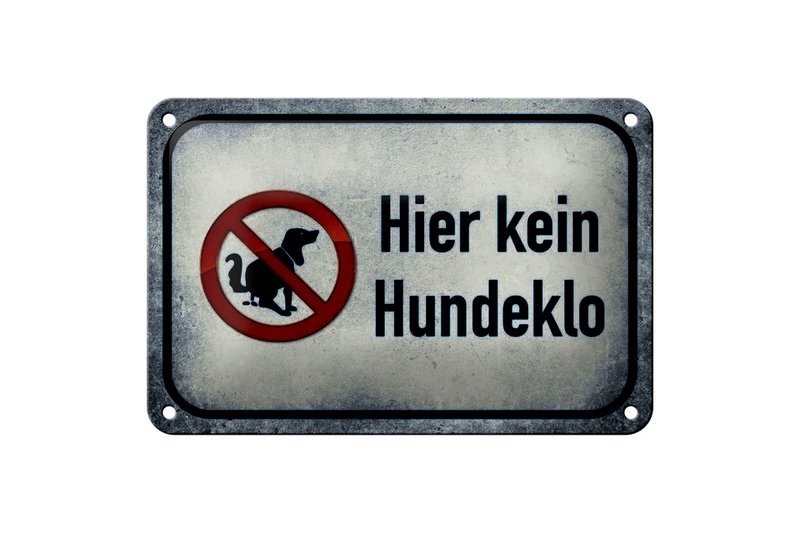 Tin sign note 18x12cm dog here no dog toilet decoration