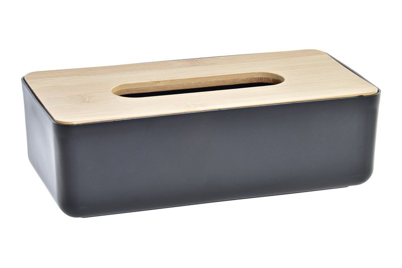 CAJA PAÃ‘UELOS BAMBU PP 24X12X7,4 NEGRO PB197309