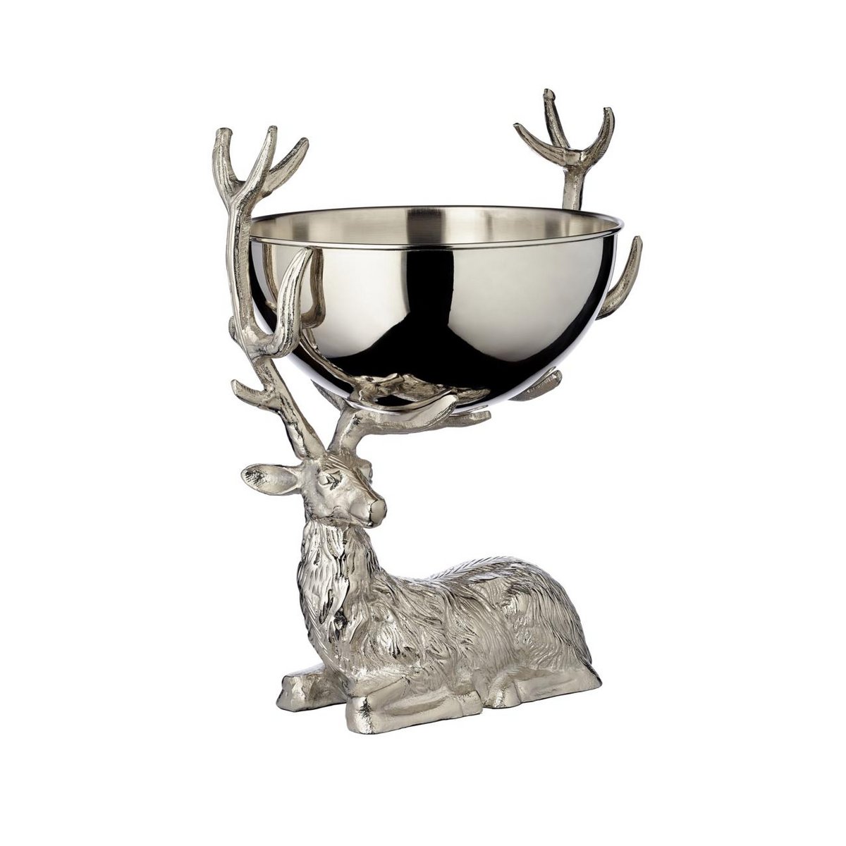 Schładzacz do butelek EDZARD jeleń, aluminium, srebrny, niklowany, wyjmowana miska, wysokość 50 cm, szerokość 32 cm